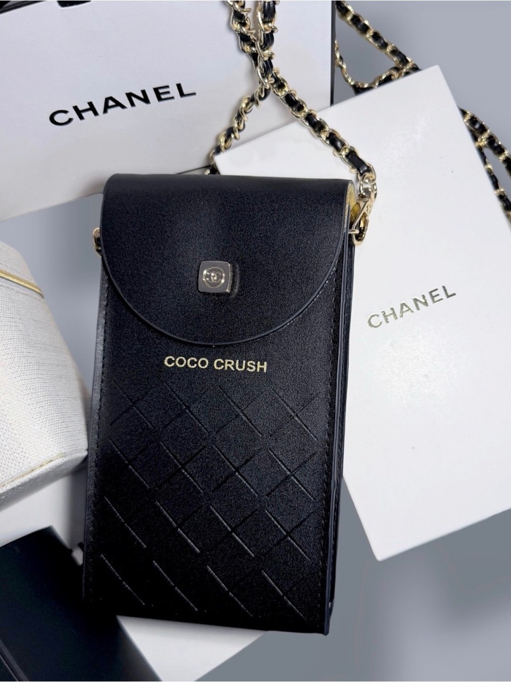 Chanel GWP Items Coco Crush Black Leather Crossbody Phone Pouch - Picture 12 of 14